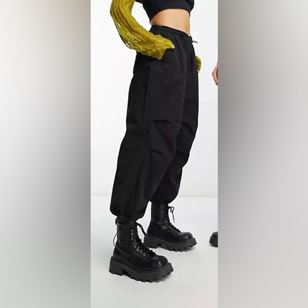Black Cargo Jogger Pants Oversized Rave Festival  size S‎